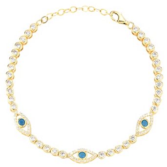 Sunkissed Sterling Cubic Zirconia Evil Eye Tennis Bracelet