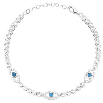 Sunkissed Sterling Cubic Zirconia Evil Eye Tennis Bracelet