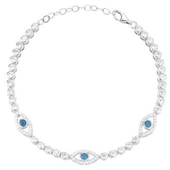 Sunkissed Sterling Cubic Zirconia Evil Eye Tennis Bracelet