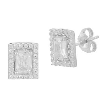 Sunkissed Sterling Cubic Zirconia Cluster Stud Earrings