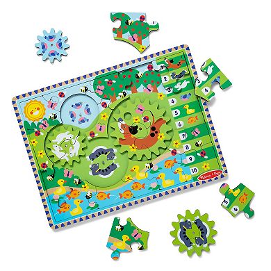 Melissa & Doug Wooden Animal Chase Jigsaw Spinning Gear Puzzle