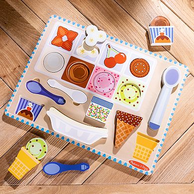 Melissa & Doug Ice Cream Wooden Magnetic Puzzle Play Set