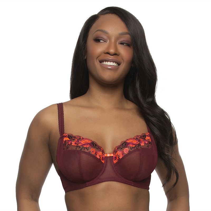 Paramour by Felina Fleurs Embroidered Underwire Bra 115166, Women's, Size: 38 D, Cabernet Pink