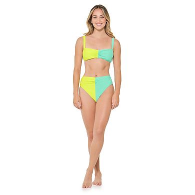 Juniors' Ninety-Nine° Shirred Spliced Bandeau Swim Top