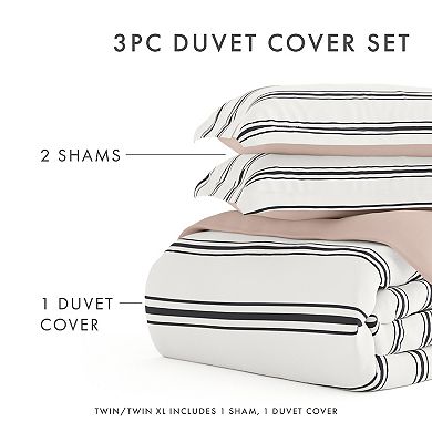 Urban Loft's 3pc Dots & Stripes Patterns Duvet Cover Bed Set With Shams