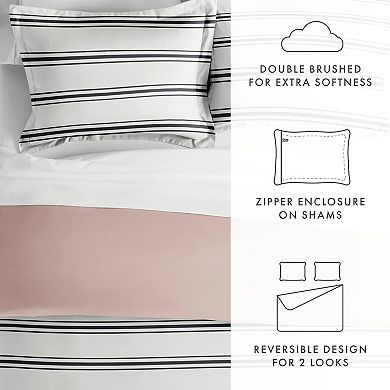 Urban Loft's 3pc Dots & Stripes Patterns Duvet Cover Bed Set With Shams