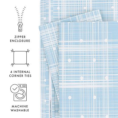 Urban Loft's 3pc Dots & Stripes Patterns Duvet Cover Bed Set With Shams