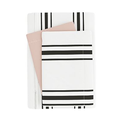 Urban Loft's 3pc Dots & Stripes Patterns Duvet Cover Bed Set With Shams