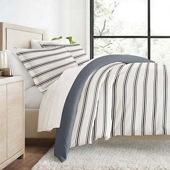 Urban Loft's 3 pc Dots & Stripes Patterns Duvet Cover Bed Set With Shams
