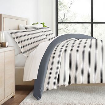 Urban Loft's 3 pc Dots & Stripes Patterns Duvet Cover Bed Set With Shams