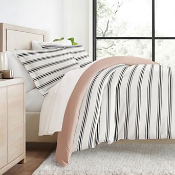Urban Loft's 3 pc Dots & Stripes Patterns Duvet Cover Bed Set With Shams