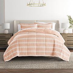 Printed Stripe Microfiber Comforter Set - All-Season Warmth, Twin