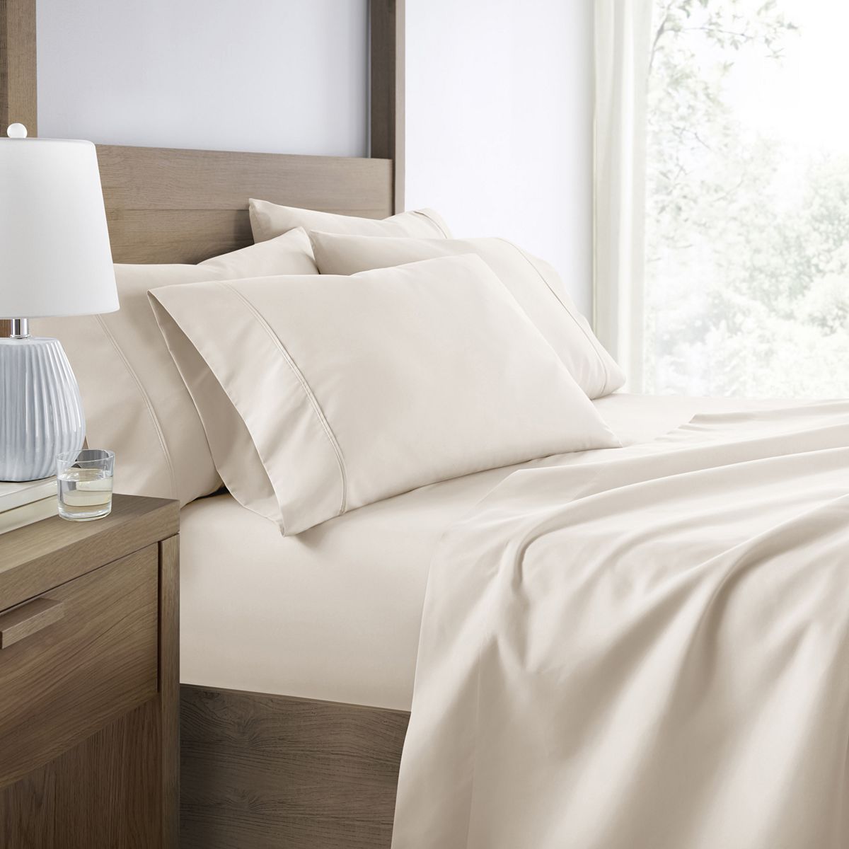 Urban Loft's Solid Essential Colors Bed Sheet Set - Ivory, KING SET