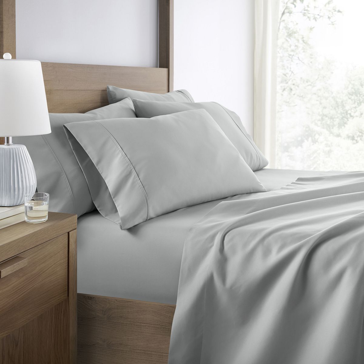 Urban Loft's Solid Essential Colors Bed Sheet Set - Light Gray, FULL SET