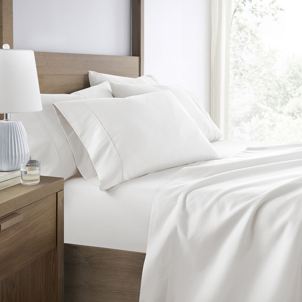 Urban Loft's Solid Essential Colors Bed Sheet Set With Extra Pillowcases - White, QUEEN SET