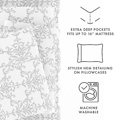Urban Loft's 4pc Classic Essential Patterns Premium Softness Bed Sheet Set