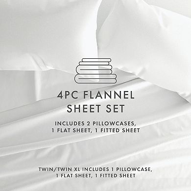 Urban Loft's Cotton Solid Deep Pocket Flannel Sheet Set - Easy Care, Wrinkle Resistant