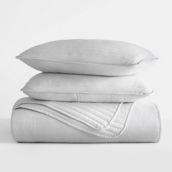 Lightweight & Breatheable 3 pc Solid Stitch Quilt Set - Urban Loft