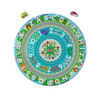 Melissa & Doug Round the Shore Tracks Cardboard Jigsaw Floor Puzzle and Wind-Up Vehicles