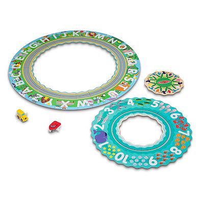 Melissa & Doug Round the Shore Tracks Cardboard Jigsaw Floor Puzzle and Wind-Up Vehicles