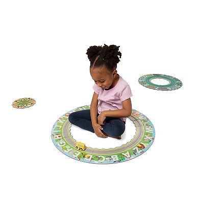 Melissa & Doug Round the Shore Tracks Cardboard Jigsaw Floor Puzzle and Wind-Up Vehicles