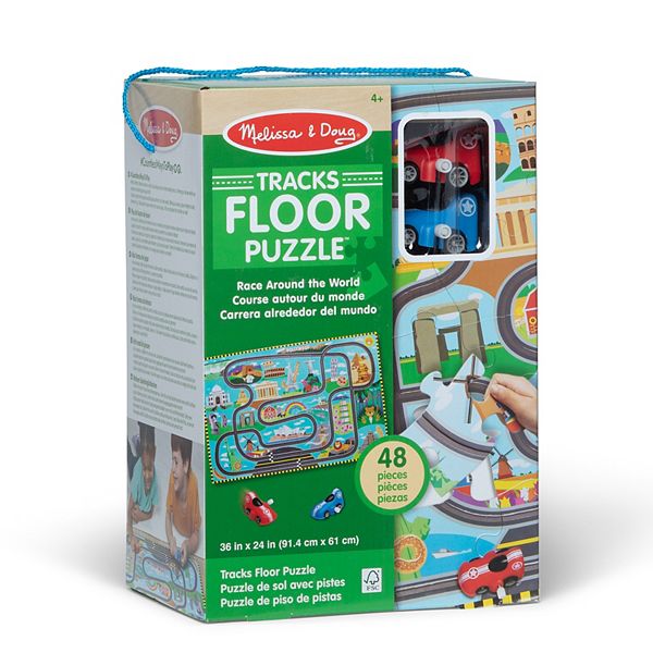 melissa & doug race around the world tracks cardboard jigsaw