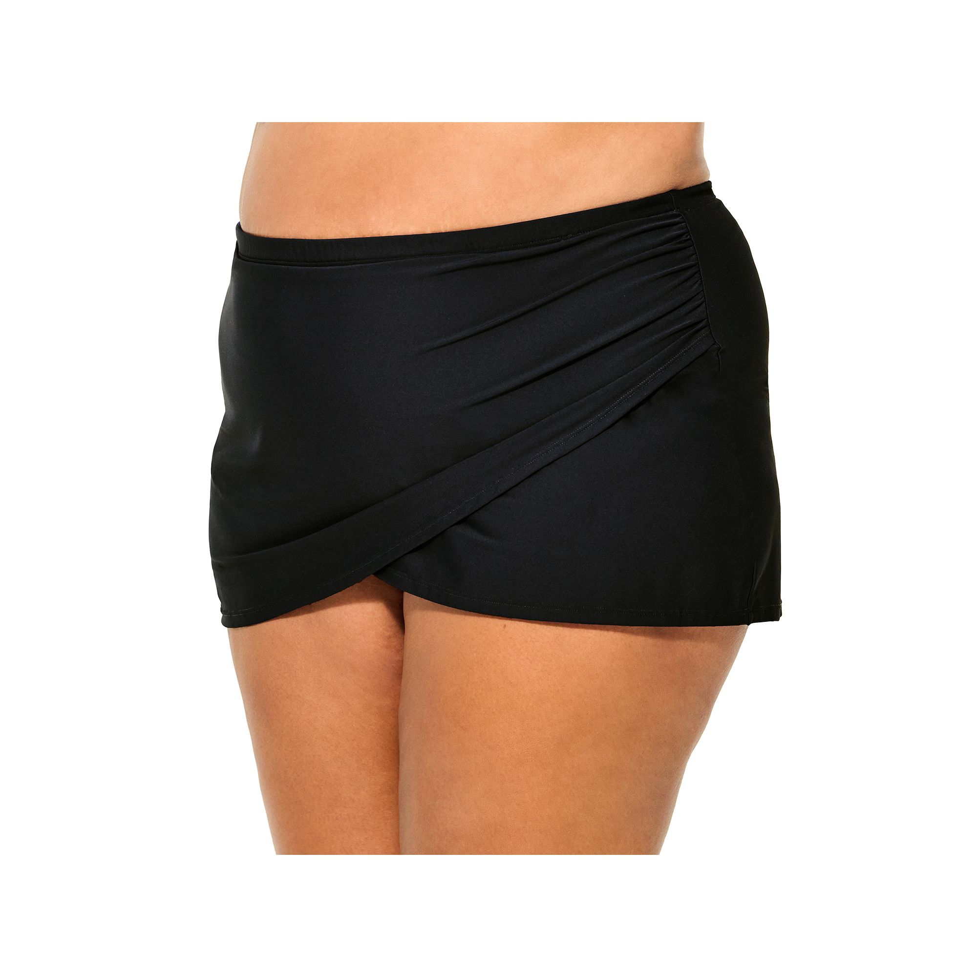 Womens Freshwater Wrap Skirted Swim Bottoms, Size: XS, Black