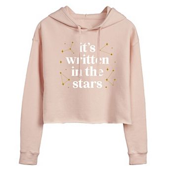 Juniors' Written In The Stars Cropped Graphic Hoodie