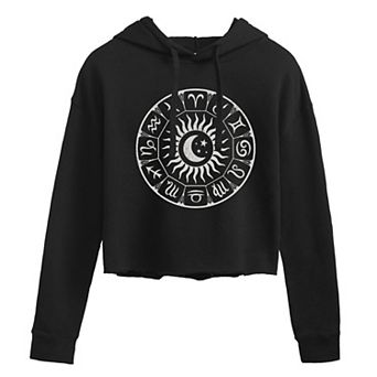 Juniors' Zodiac Circle Cropped Graphic Hoodie