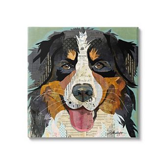 Stupell Home Decor Bernese Mountain Dog Ephemera Canvas Wall Art