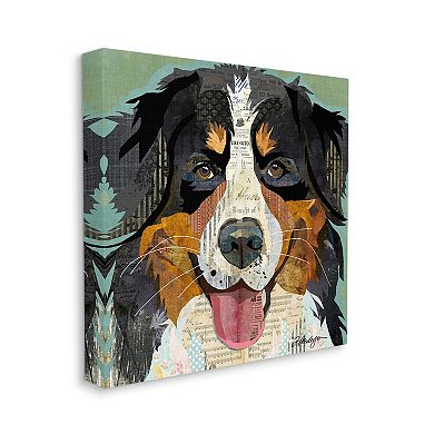 Stupell Home Decor Bernese Mountain Dog Ephemera Canvas Wall Art