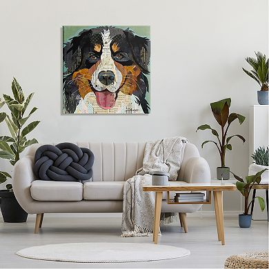 Stupell Home Decor Bernese Mountain Dog Ephemera Canvas Wall Art