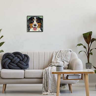 Stupell Home Decor Bernese Mountain Dog Ephemera Framed Wall Art