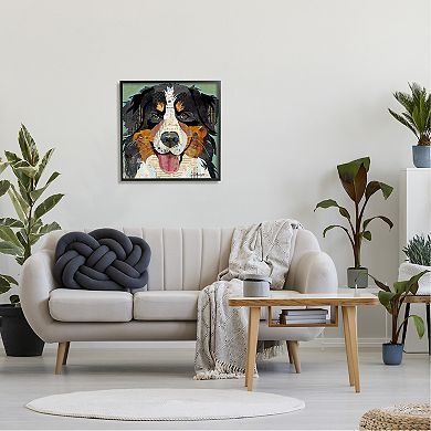 Stupell Home Decor Bernese Mountain Dog Ephemera Framed Wall Art