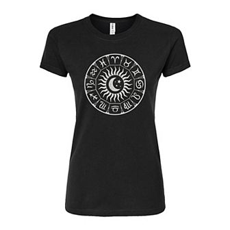 Juniors' Zodiac Circle Fitted Graphic Tee