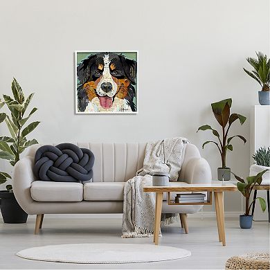 Stupell Home Decor Bernese Mountain Dog Ephemera Framed Wall Art