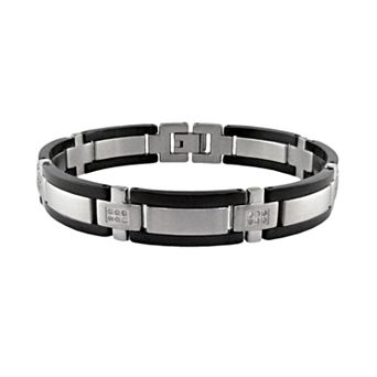 LYNX Stainless Steel Black Ion 1/4 ct T.W. Diamond Bracelet - Men