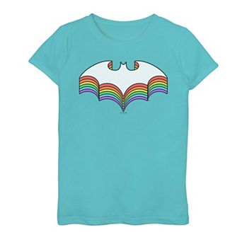 Girls 7-16 DC Comics Batman Rainbow Drop Shadow Emblem Graphic Tee