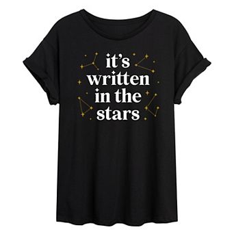 Juniors' Written In The Stars Oversized Graphic Tee