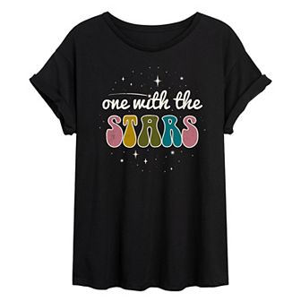Juniors' One With The Stars Oversized Graphic Tee