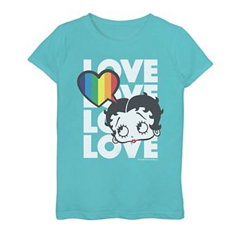 Girls 7-16 Betty Boop Love Word Stack Graphic Tee