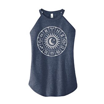 Juniors' Zodiac Circle High Neck Graphic Tank Top