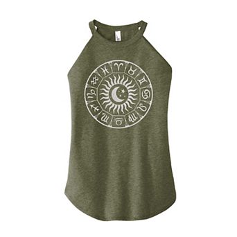 Juniors' Zodiac Circle High Neck Graphic Tank Top