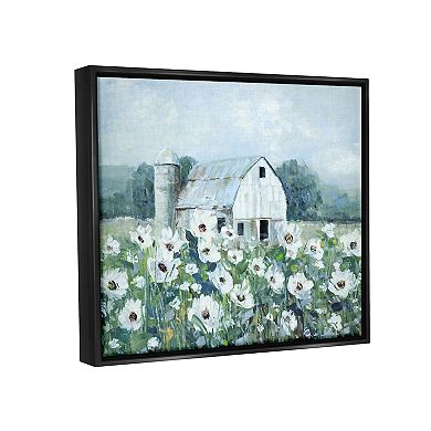 Stupell Home Decor Rural Anemone Meadow Barn Floating Frame Wall Art