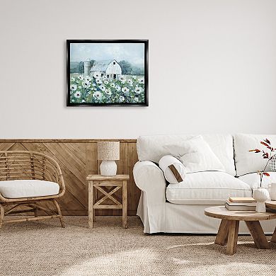 Stupell Home Decor Rural Anemone Meadow Barn Floating Frame Wall Art