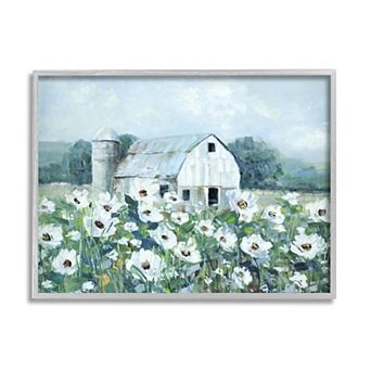 Stupell Home Decor Rural Anemone Meadow Barn Framed Wall Art