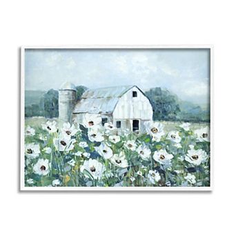 Stupell Home Decor Rural Anemone Meadow Barn Framed Wall Art