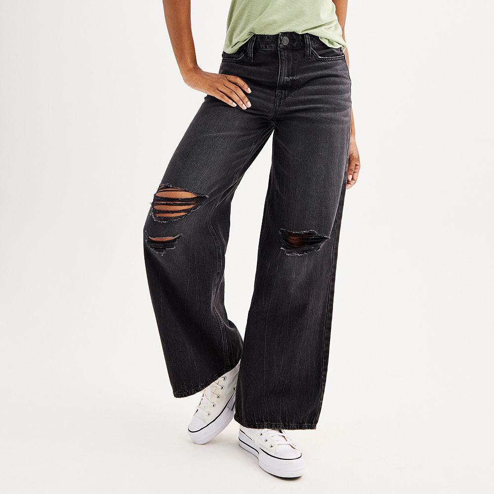 【BOHEMIAN SEOUL】[25SS] KNEE OPEN RIPPED WIDE JEANS, BLACK 6364133_Black_Destructed?wid=