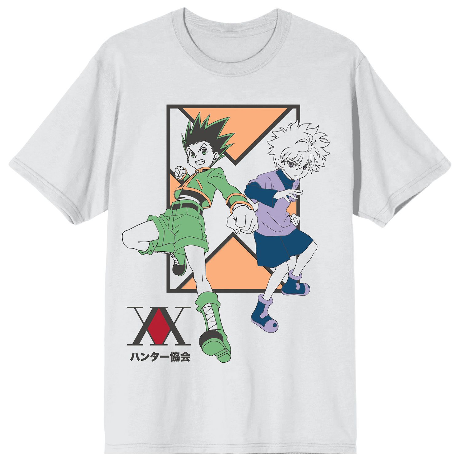 Hunter X Hunter in Kanji Characters with Gon, Killua, Kurapika and Leorio  Mens and Womens Short Sleeve T-Shirt (White, S-XXL) 