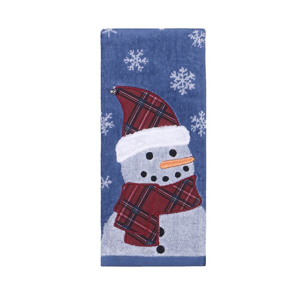 Buffalo Check Snowman Christmas Embroidered Bath Towel Cabin